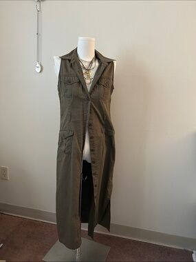 Vintage Long Vest Dress Green
